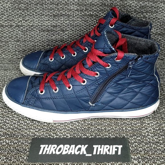 CONVERSE All Star Chuck Taylor Side Zip Navy Blue Quilted Womens Size 7.5 Youth - Picture 2 of 7